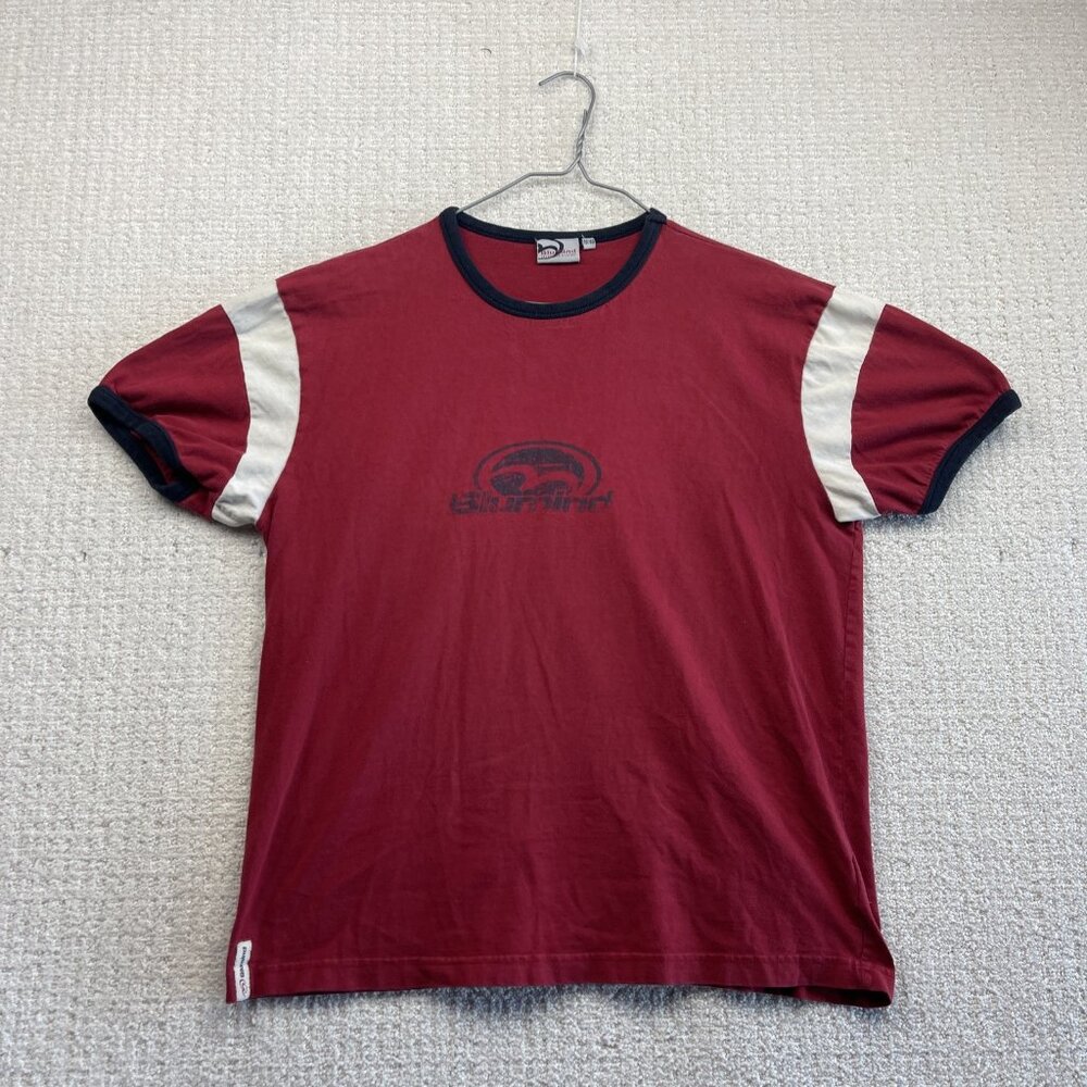 Y2K Bluemind Shirt Mens M Red Logo Graphic Surf Skate Streetwear Grunge 90s